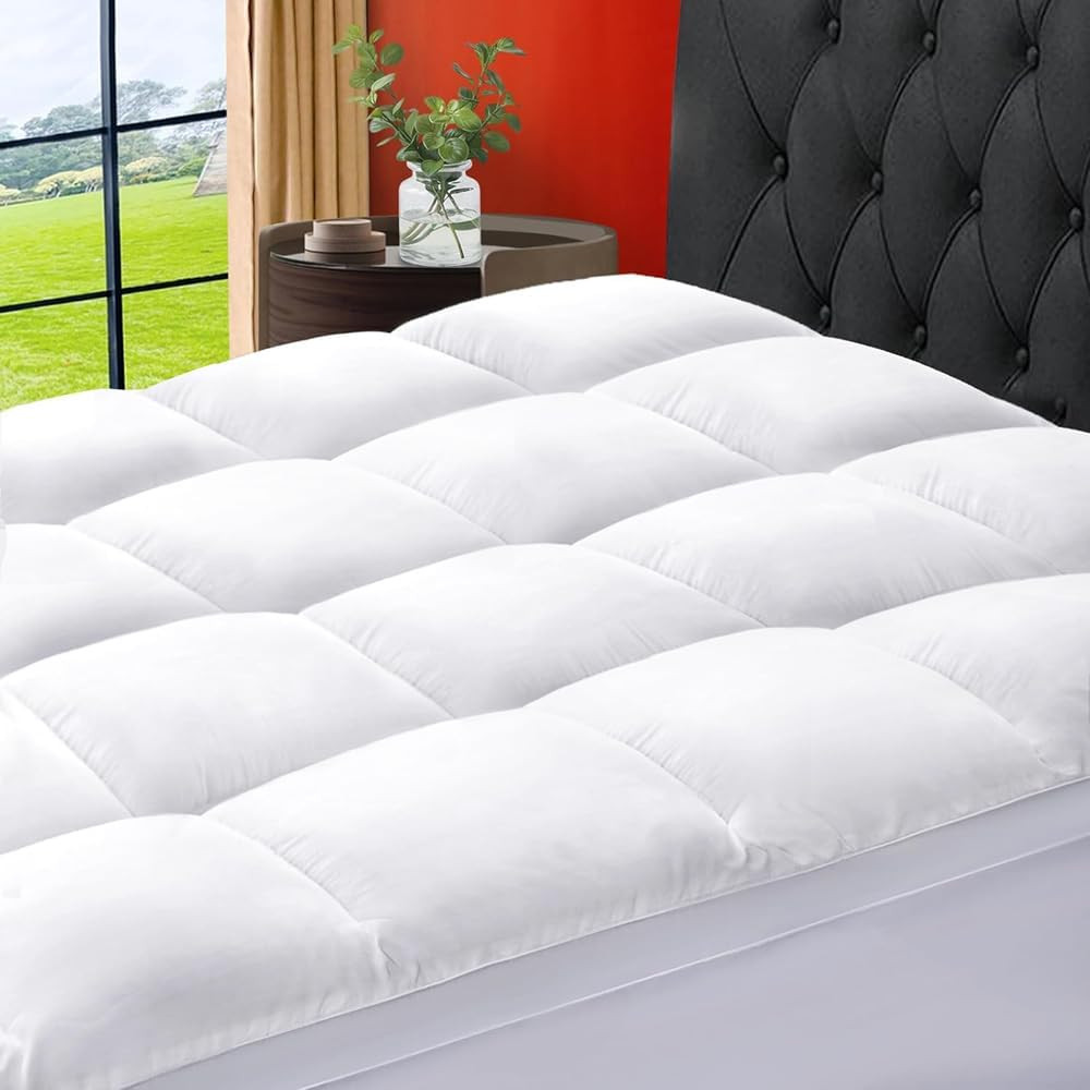 Extra Thick Queen Mattress Topper with Deep Pockets & Soft Down Alternative