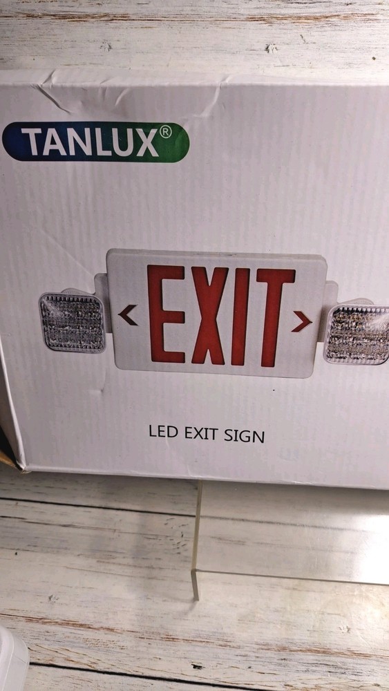 Red Exit Sign with Emergency Lights, LED Emergency Exit Light with Battery...