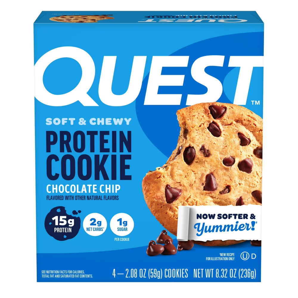 Quest Soft & Chewy Protein Cookie, High Protein, Chocolate Chip, 4 Count..