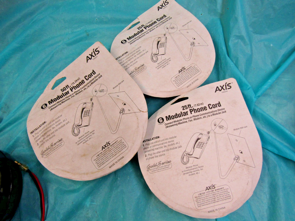 3 New Axis Modular Phone Cords, 25 ft / 50 ft.