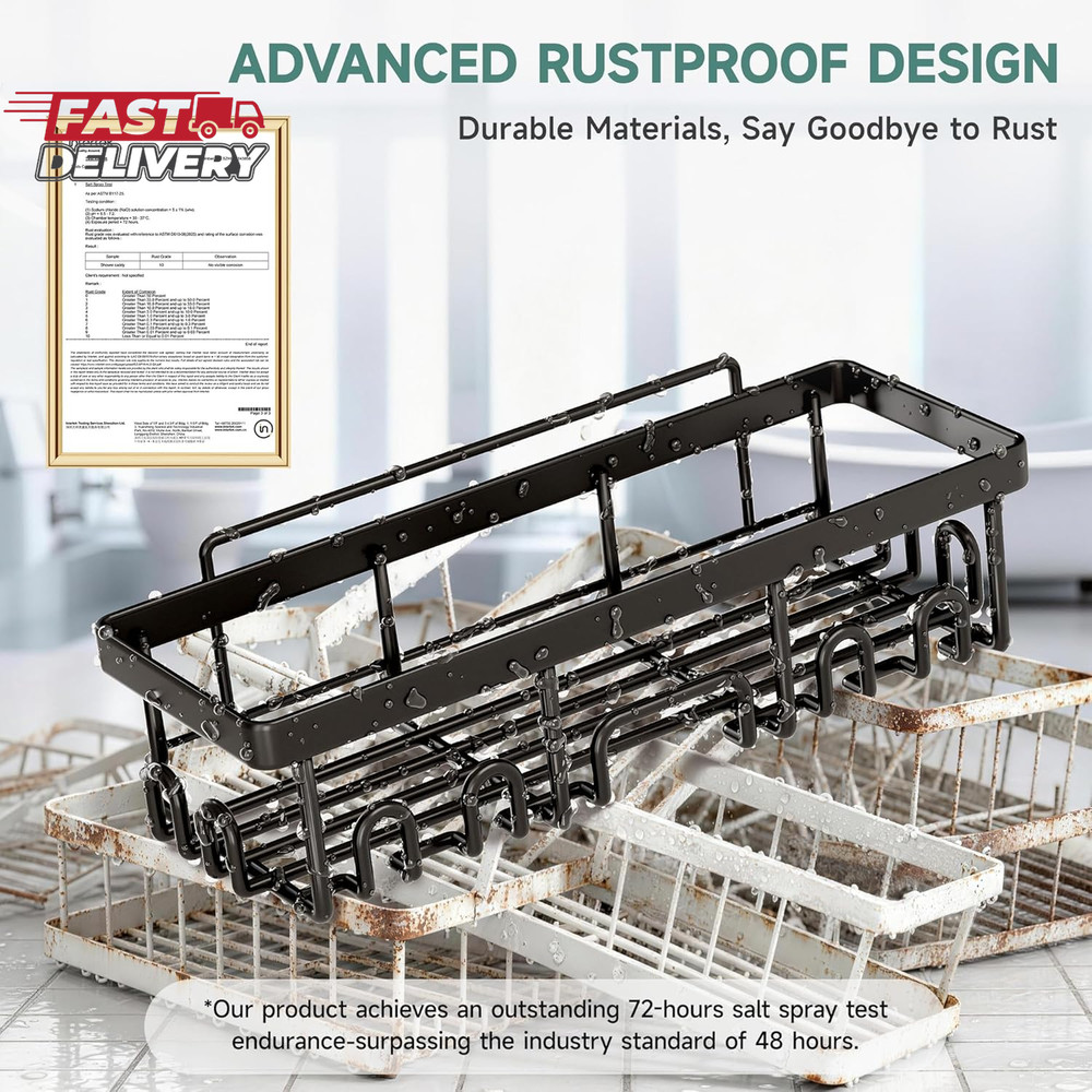Veken Shower Caddy 6-Pack, Advanced Rustproof Design, No Drilling Adhesive Shelv