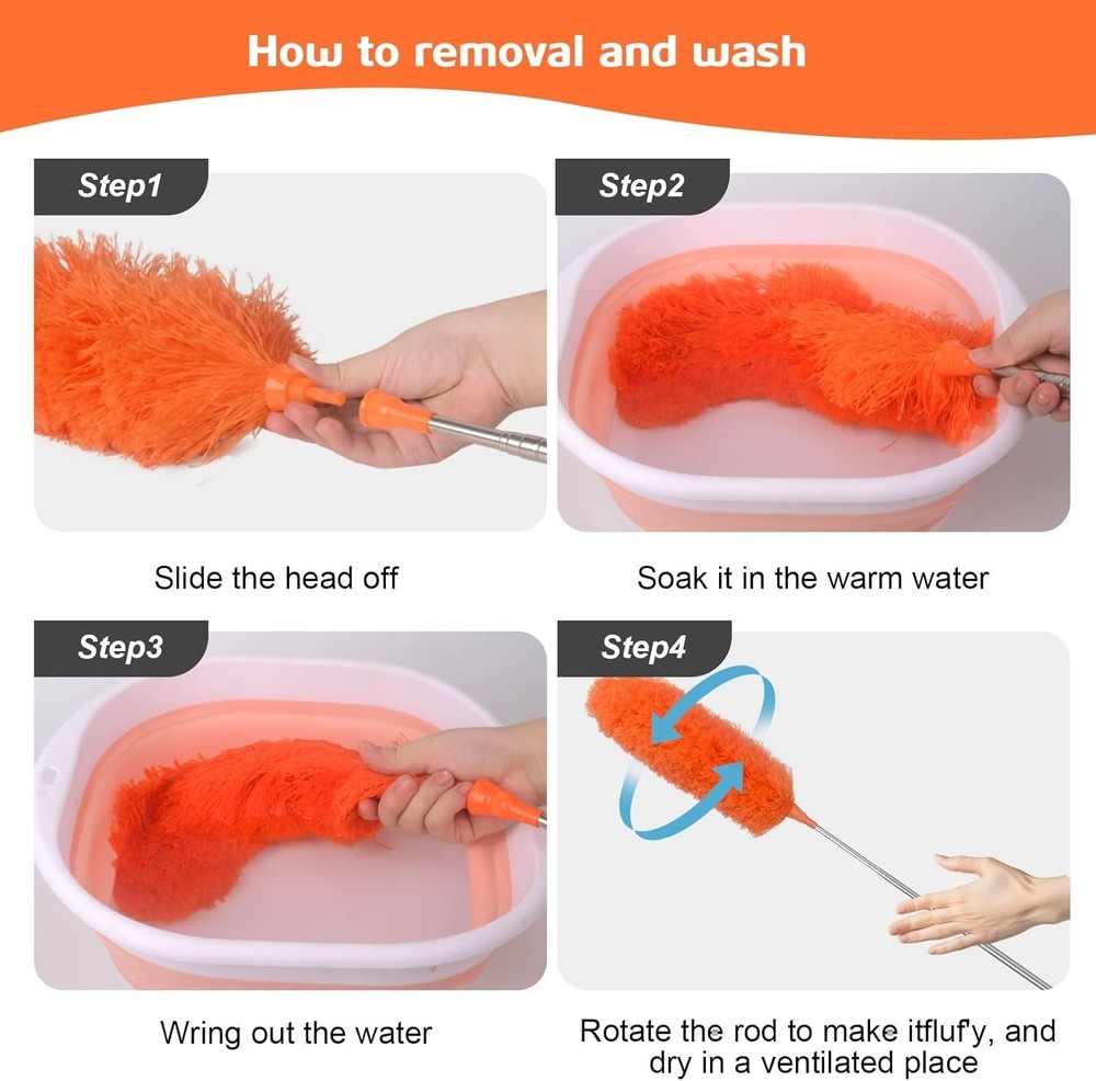 Microfiber Feather Duster Extendable Duster with 30'' to 100'' Telescoping Exten