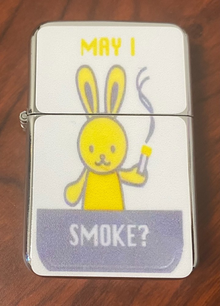 Smoking Cyber Bunny Flip Top Oil Lighter Windproof