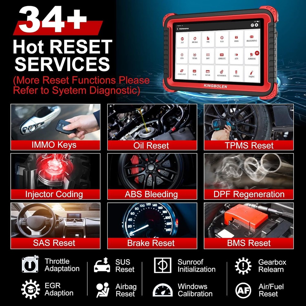 KINGBOLEN K8 Pro ALL System Bidirectional Diagnostic Scanner ECU Key Coding TPMS