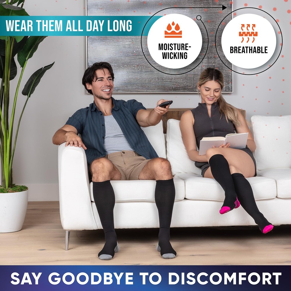 Compression Socks for Women & Men (20-30 mmHg) Support Small-Medium, Black