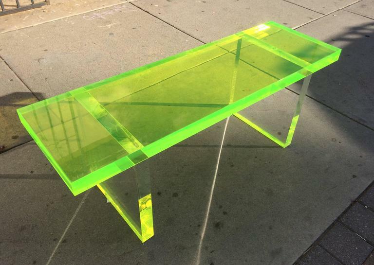 Lime Green Lucite Bench by Cain Modern