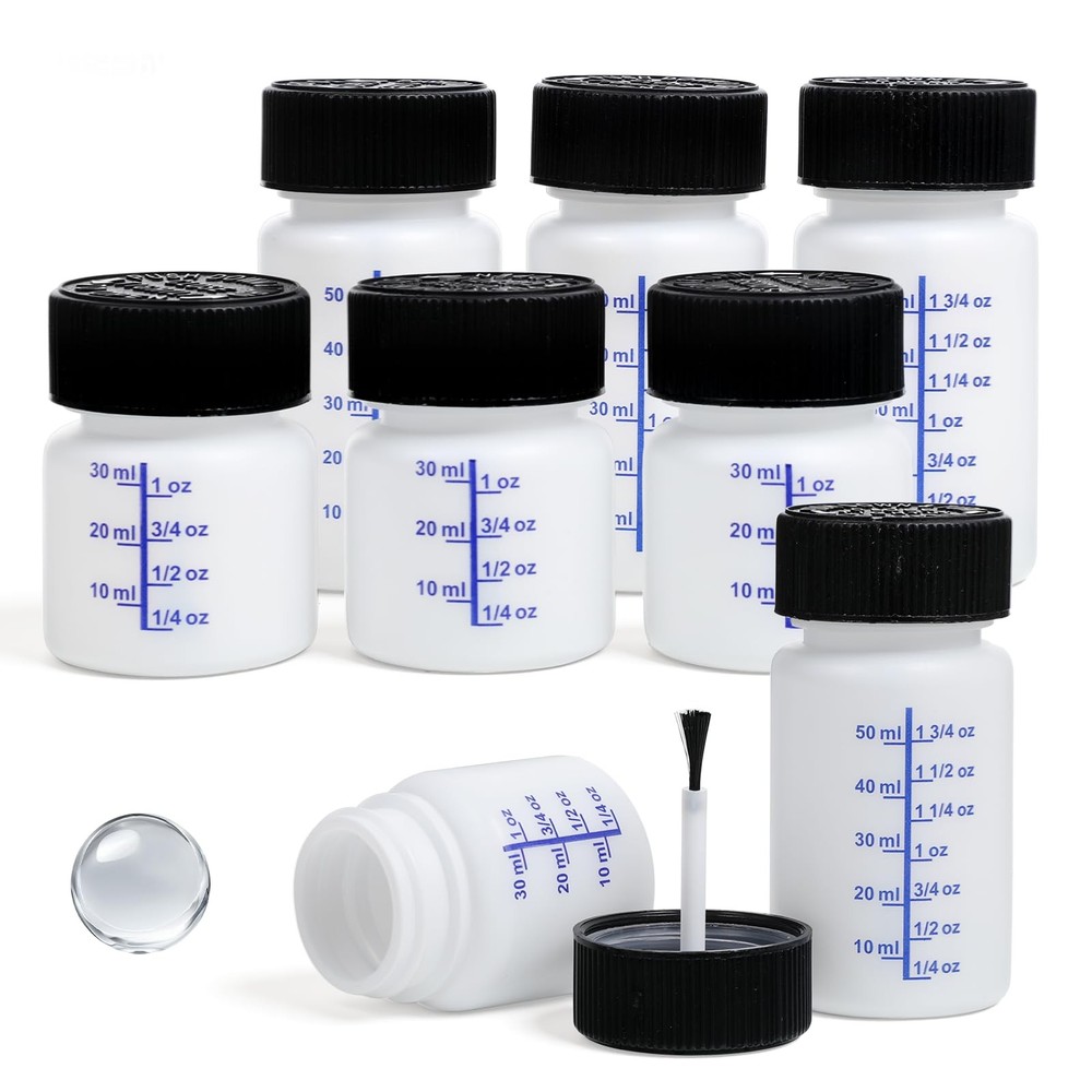 6 Pack 1&2 Oz Touch Up Paint Container with Brush and Lid, Empty Paint Touch ...
