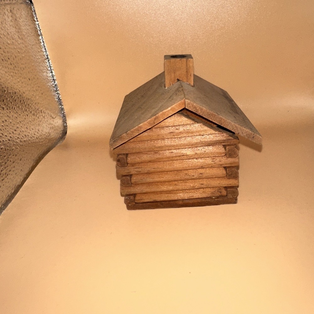 VTG LOG CABIN COUNTRY RUSTIC PRIMITIVE INCENSE BURNER.