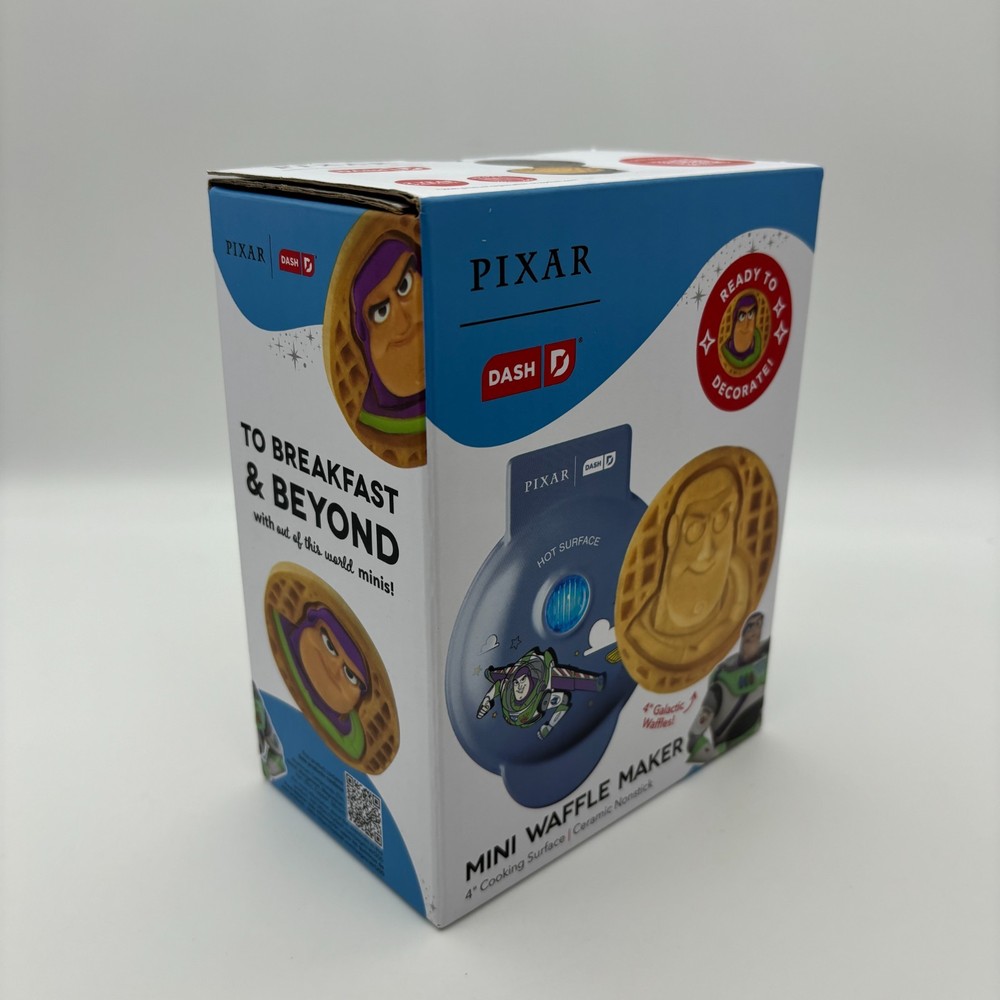 Disney Pixar Dash BUZZ LIGHTYEAR Mini Waffle Maker, 4" Ceramic Nonstick Surface
