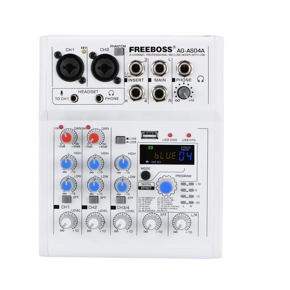 Mixing Console Mobile Broadcast 4 Channel Bluetooth PC USB 88 DSP Digital Effect