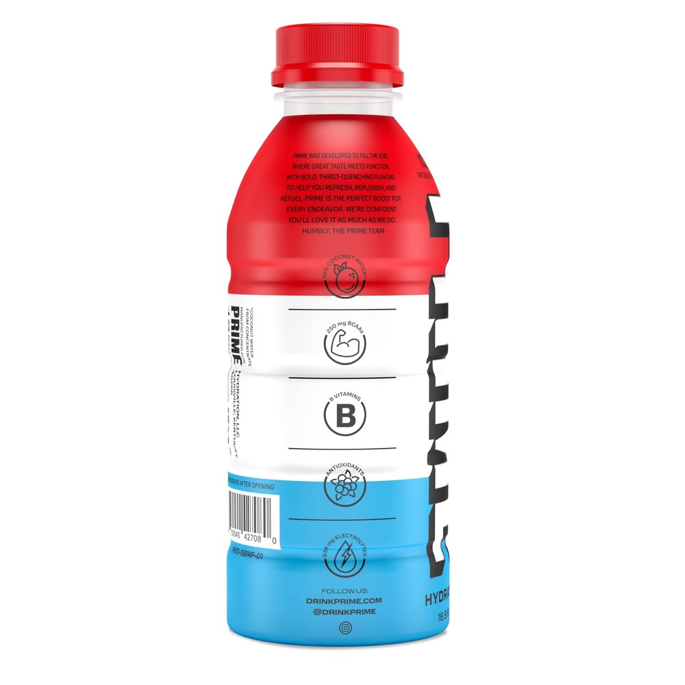 Prime Hydration Drink 16.9 Fl Oz Pack of 12 Electrolytes Zero Sugar Hydration