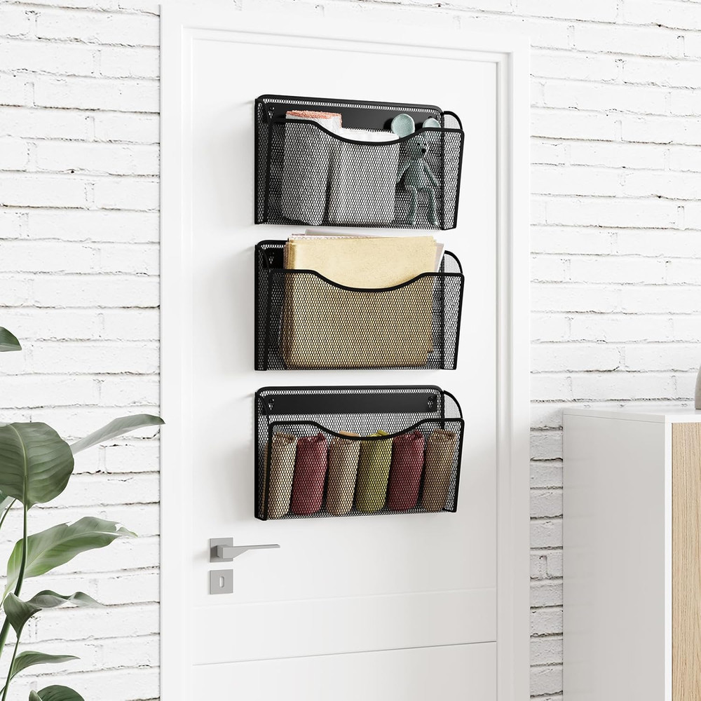 Wall File Organizer,Hanging Wall Mounted File Folder Binder Holder Mail Organize