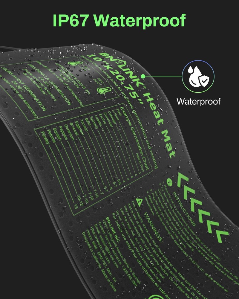 Seedling Heat Mat with Thermostat Controller Combo Set, 10" x 20.75" Heating