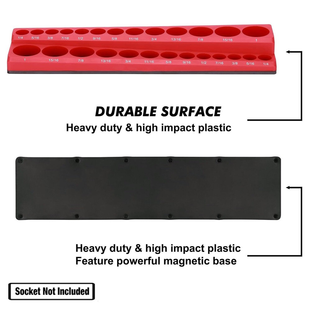 6X Magnetic Socket Organizer Set 1/4" 3/8" 1/2" Drive Holders for Socket Storage