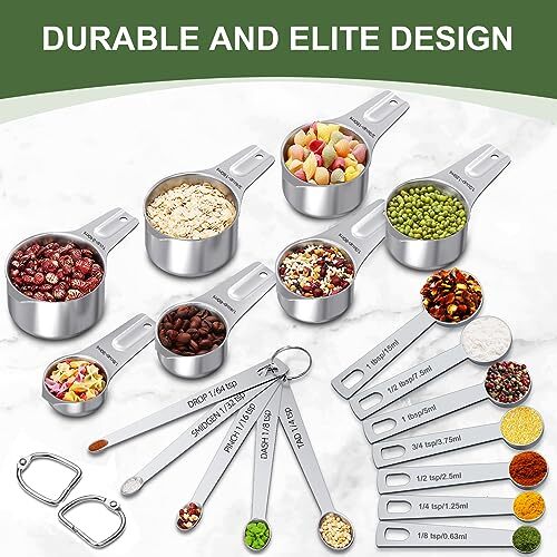 21PCS 7 Nesting Measuring Cups & 7 Spoons,5 Mini Measuring Spoons & 2 Detachable