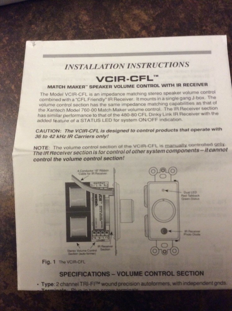 NEW XANTECH MATCH MAKER SPEAKER VOLUME CONTROL WITH IR RECEIVER, IVORY