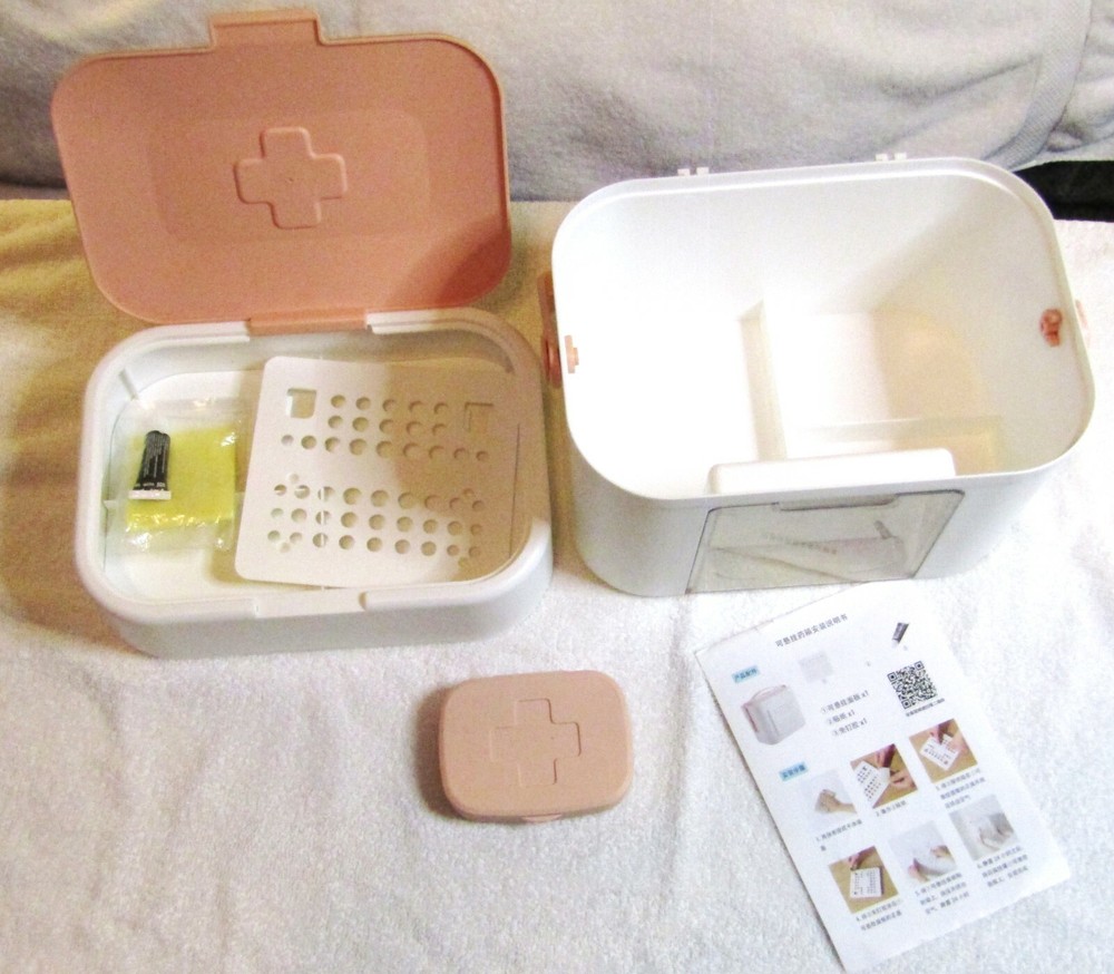 First Aid Sectional Plastic Tote with Handle. Measures 10" X 8".