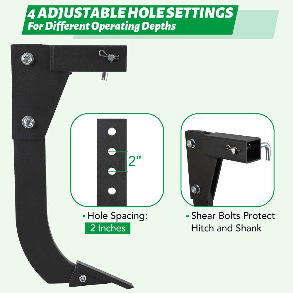 Heavy Duty Adjustable Hitch Lawn Mounted Ripper for ATV/UTV Tractor 2" Receiver