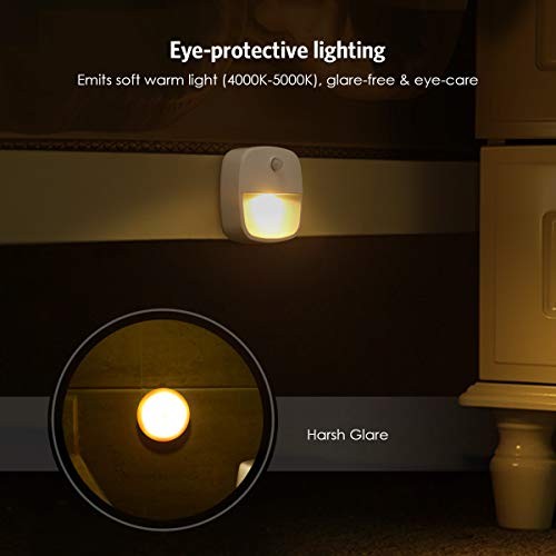 Motion Sensor Light Indoor, Upgraded Battery-Powered LED Night 6 Warm White