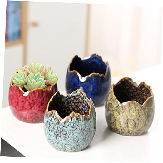 Succulent Pots with Drainage Half Dragon Egg Shell Design Ceramic Dragon Egg-1