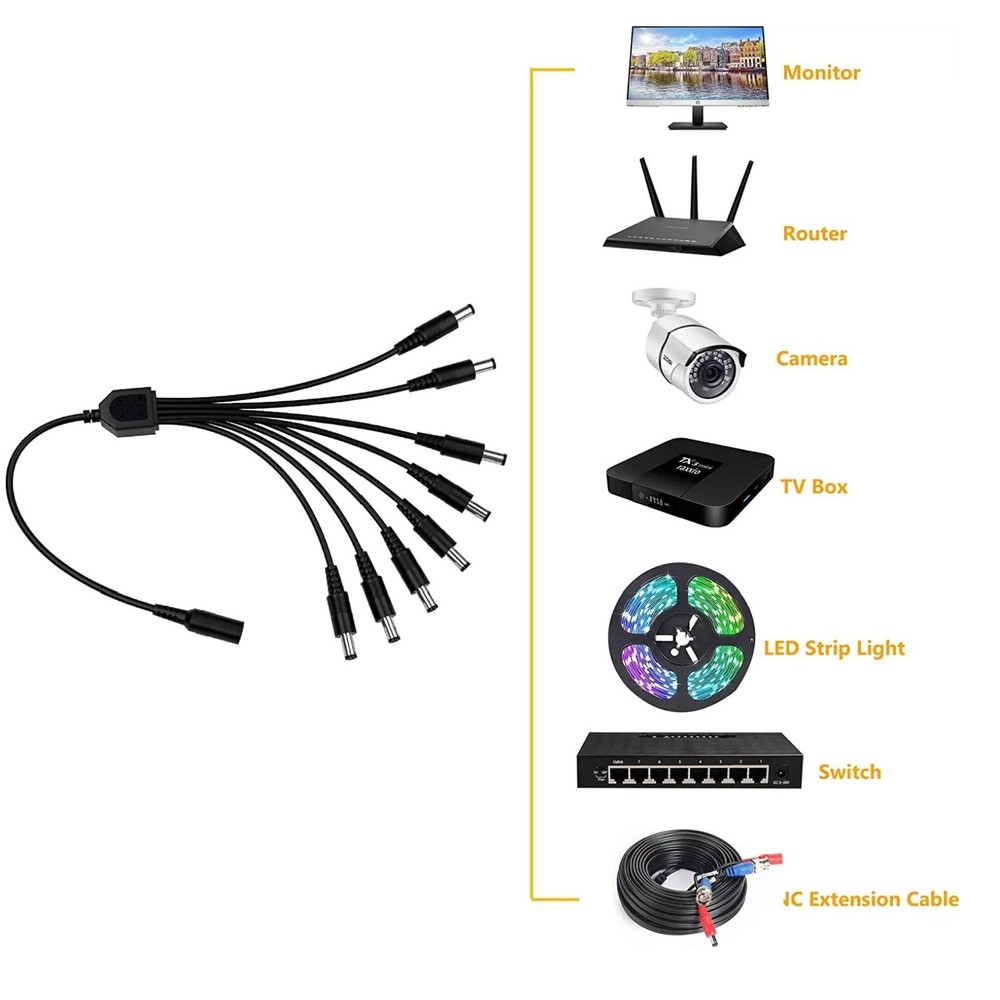 Copper Wire+ Power Splitter Cable for CCTV Surveillance System