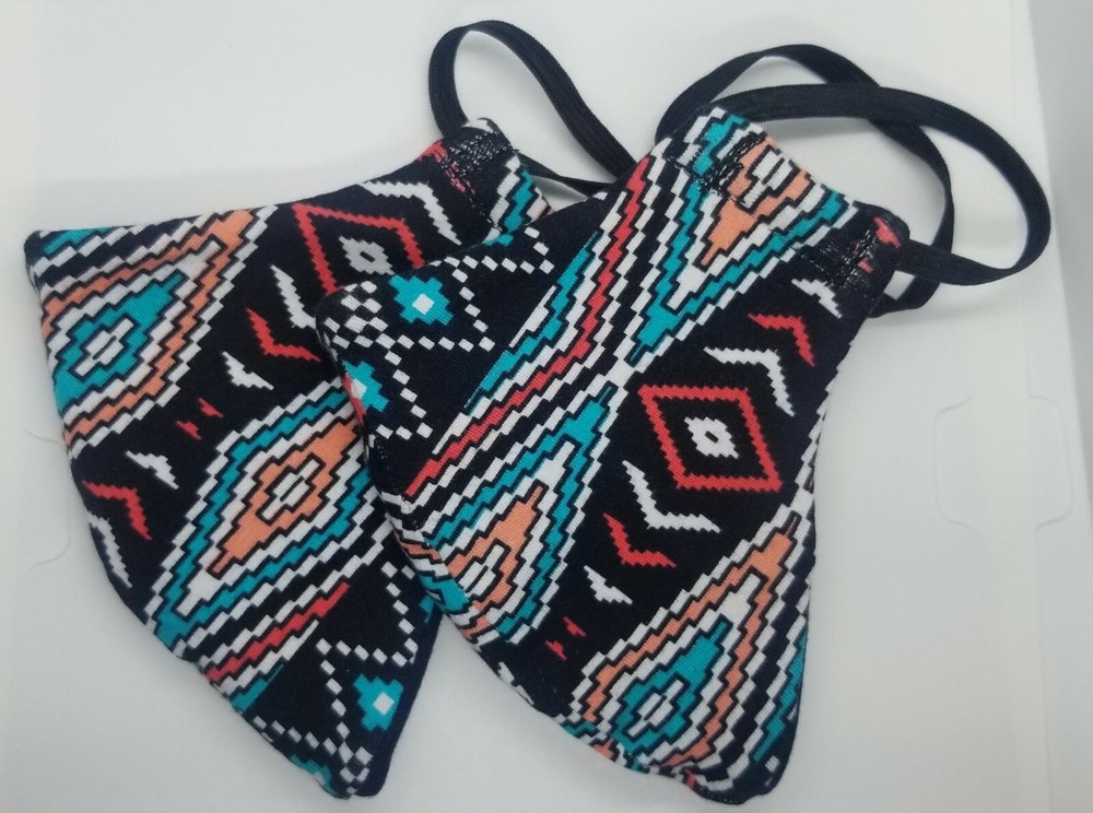 2 Pack -Aztec geometric print handmade face masks