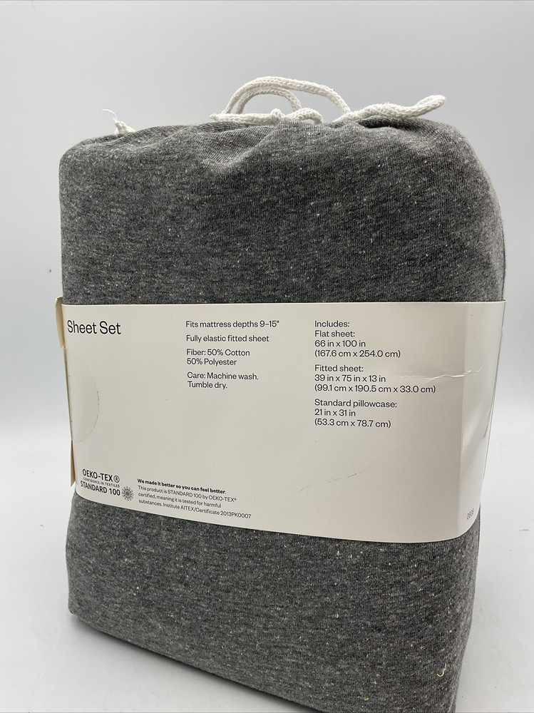 Room Essentials Twin Sheet Set Jersey Gray