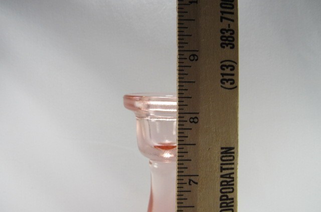Pink Glass Clear Stem 8" Single Candlestick Art Deco