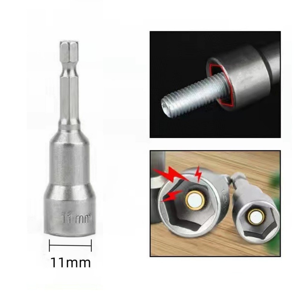 3pcs 1/4 Shank Strong Magnetic 11mm Hex Socket Driver Screw Adapter Tool Bits C