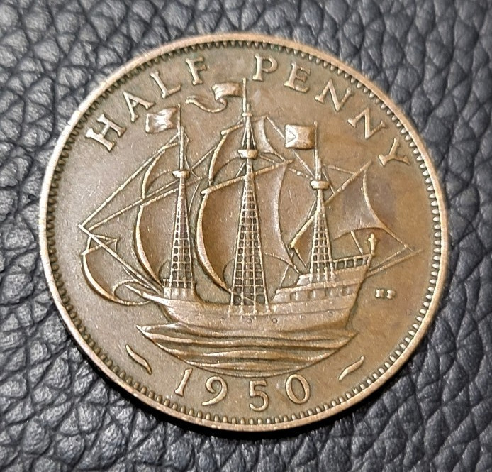 1950 Great Britain Half Penny Coin