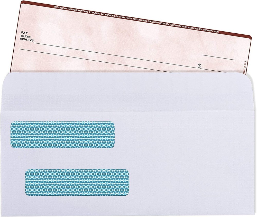 500 Count Self-Seal Double Window Security Envelopes for Safe Check Mailing