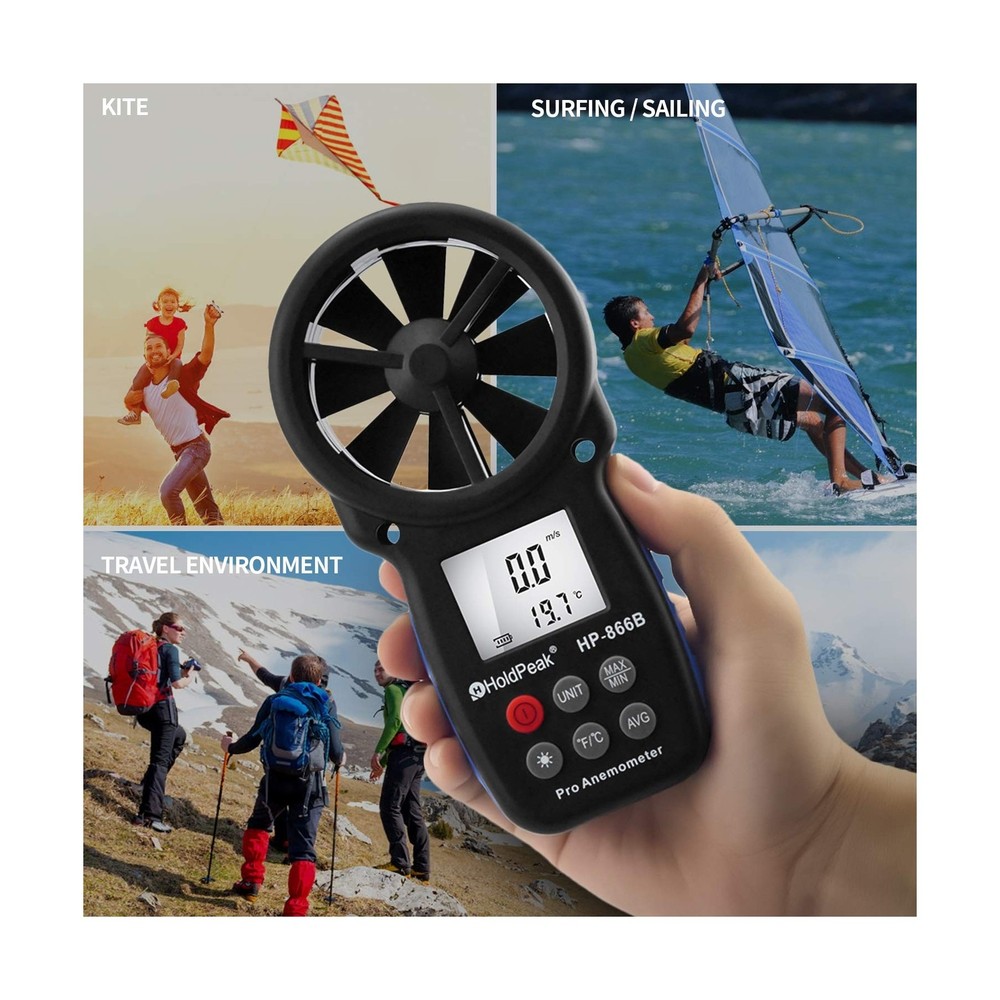 HoldPeak 866B Digital Anemometer Handheld Wind Speed Meter for Measuring Wind...