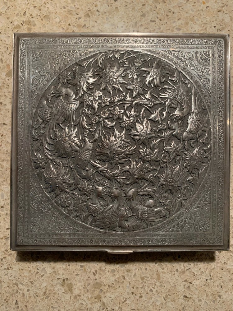 Antique Handmade Persian Silver Box Superb Example Mint Condition Signed