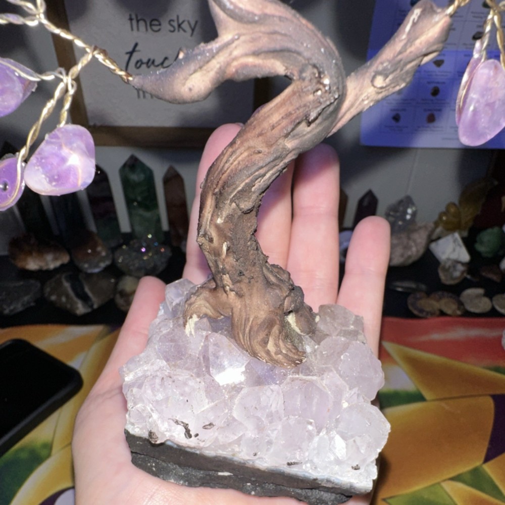 Amethyst Crystal Gemstone Tree Decor on Clear Quartz Base