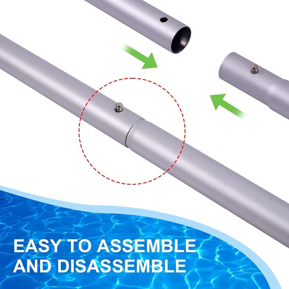 Rust-Resistant 10.5 Foot Pool Cleaning Pole - Compact & Universal Fit