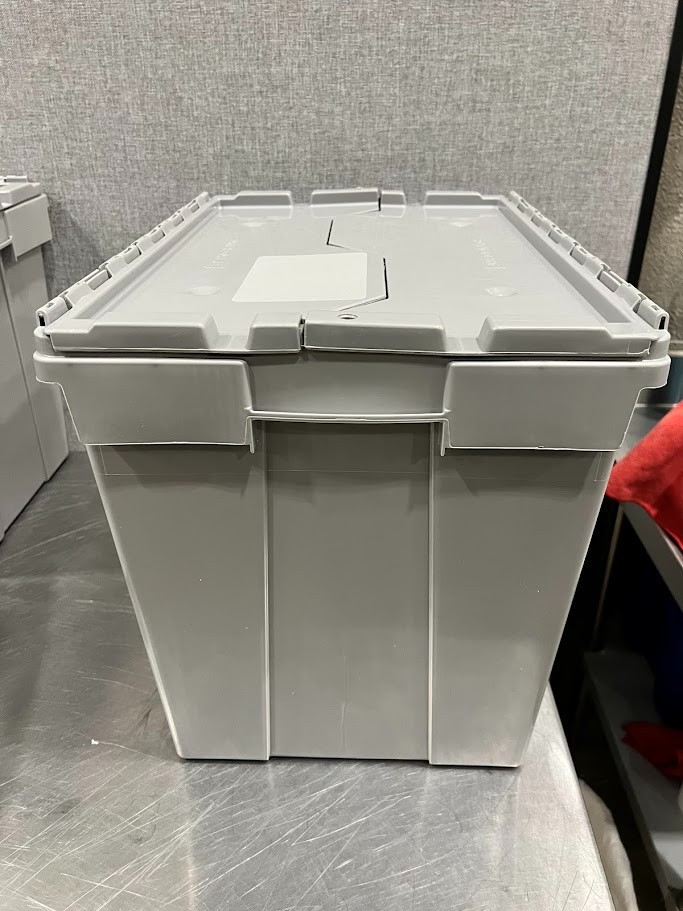 Polyethylene Attached-Lid Storage Tote: 100 lb Capacity - 2ct