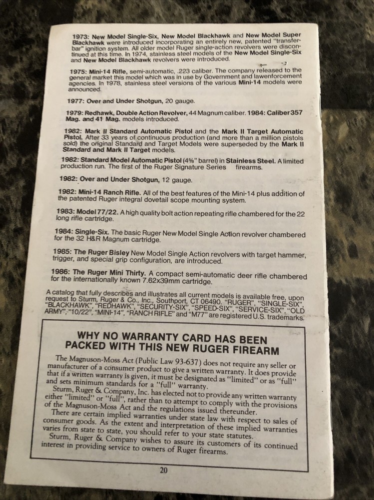 instruction manual for Ruger model 1022 carbine