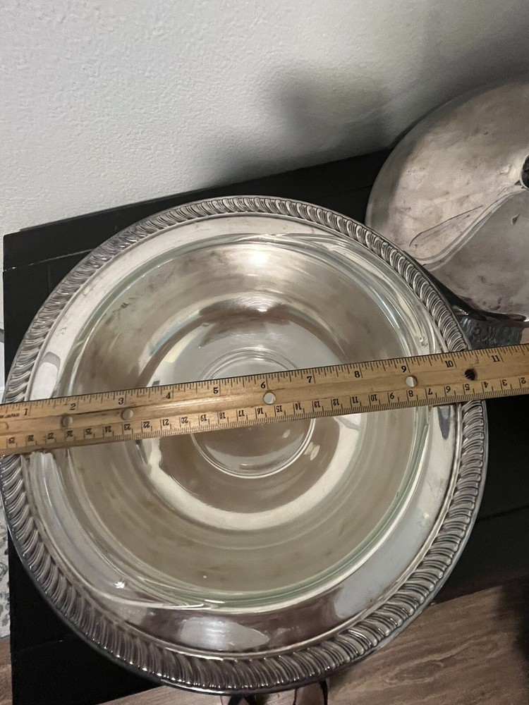 F.B. ROGERS SILVER CO. SILVER PLATED FOOTED COVERED DISH SERVING BOWL #1158