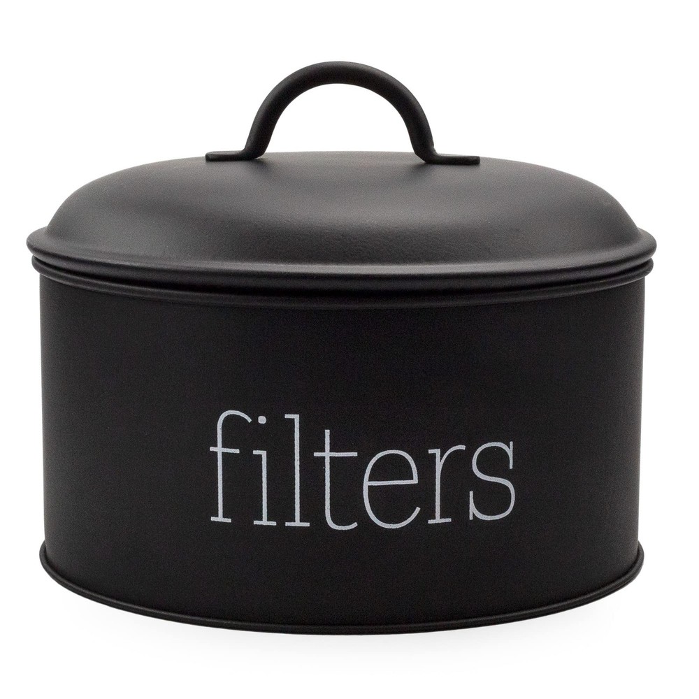 AuldHome Design Basket Coffee Filter Holder (Black), Enamel Filter Storage Co...