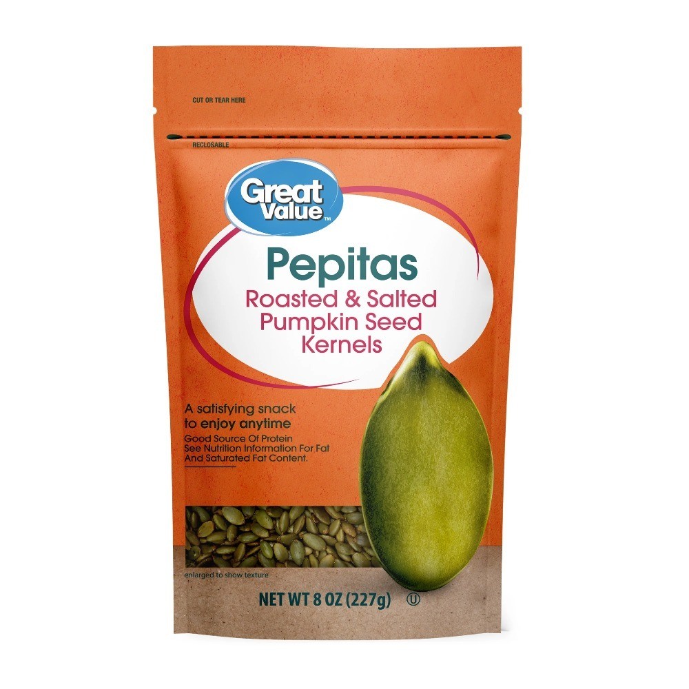 Pepitas Pumpkin Seeds Shelled 8 oz Resealable Bag Bulk 4 Pack