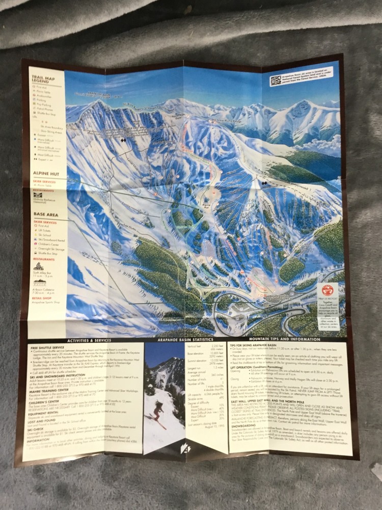 1995 1996 Arapahoe Basin Ski Trail Pocket Map