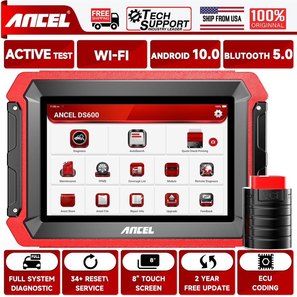 Ancel OBD2 Scanner Bi-directional Auto Diagnostic Tool K-ey ECU Coding TPMS