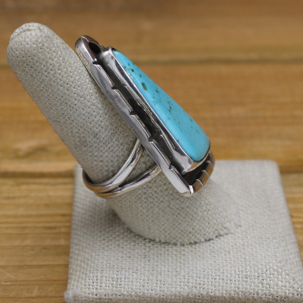 Sterling Silver Triangle Turquoise Ring Size 9