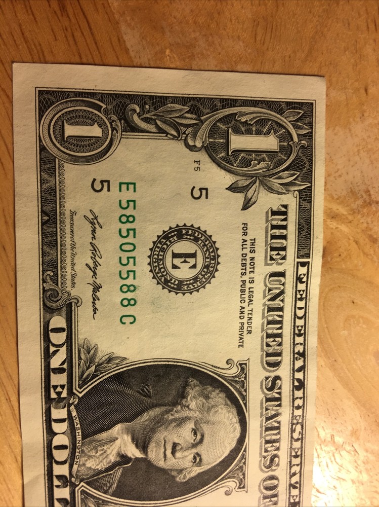 Fancy 2021 $ Bill Error w/Offset Print Obv.&Rev.4,5’s & 3,8’s Trinary Note