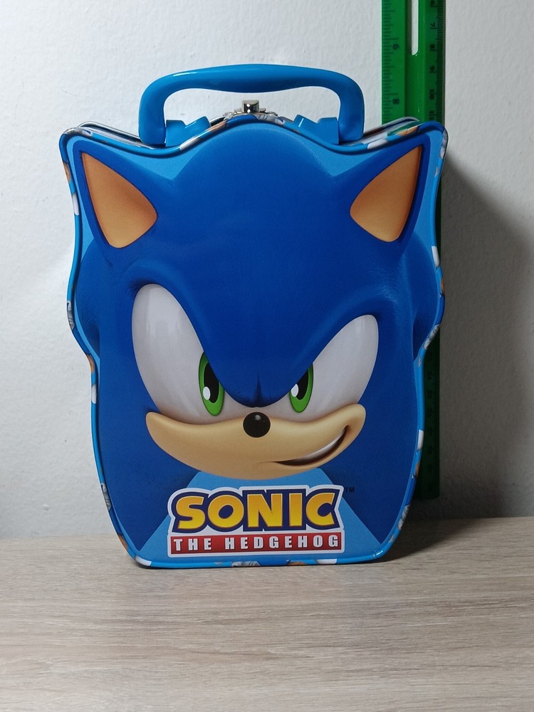 *FREE SHIP* 9" SONIC the HEDGEHOG TIN Lunchbox Storage Container SEGA