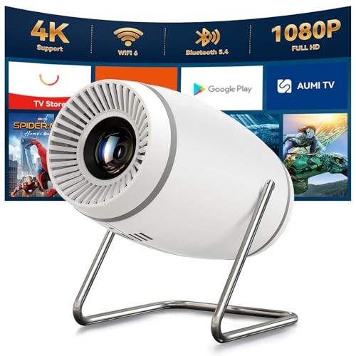 Mini Projector, Projector with WiFi and Bluetooth, 4K 1080P Support White