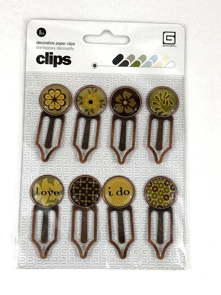 BasicGrey 3 Pkgs Decorative Paper Clips Metal Epoxy Journaling Scrapbooking