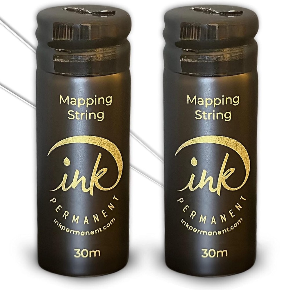 Black Brow Mapping String [2 X 100 Ft Bottles - 60 m] Pre-Inked Brow Mapping Kit