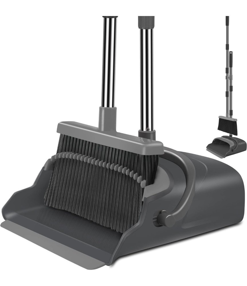 Broom Dustpan Set Long Handle Foldable Upright Sweep Combo New