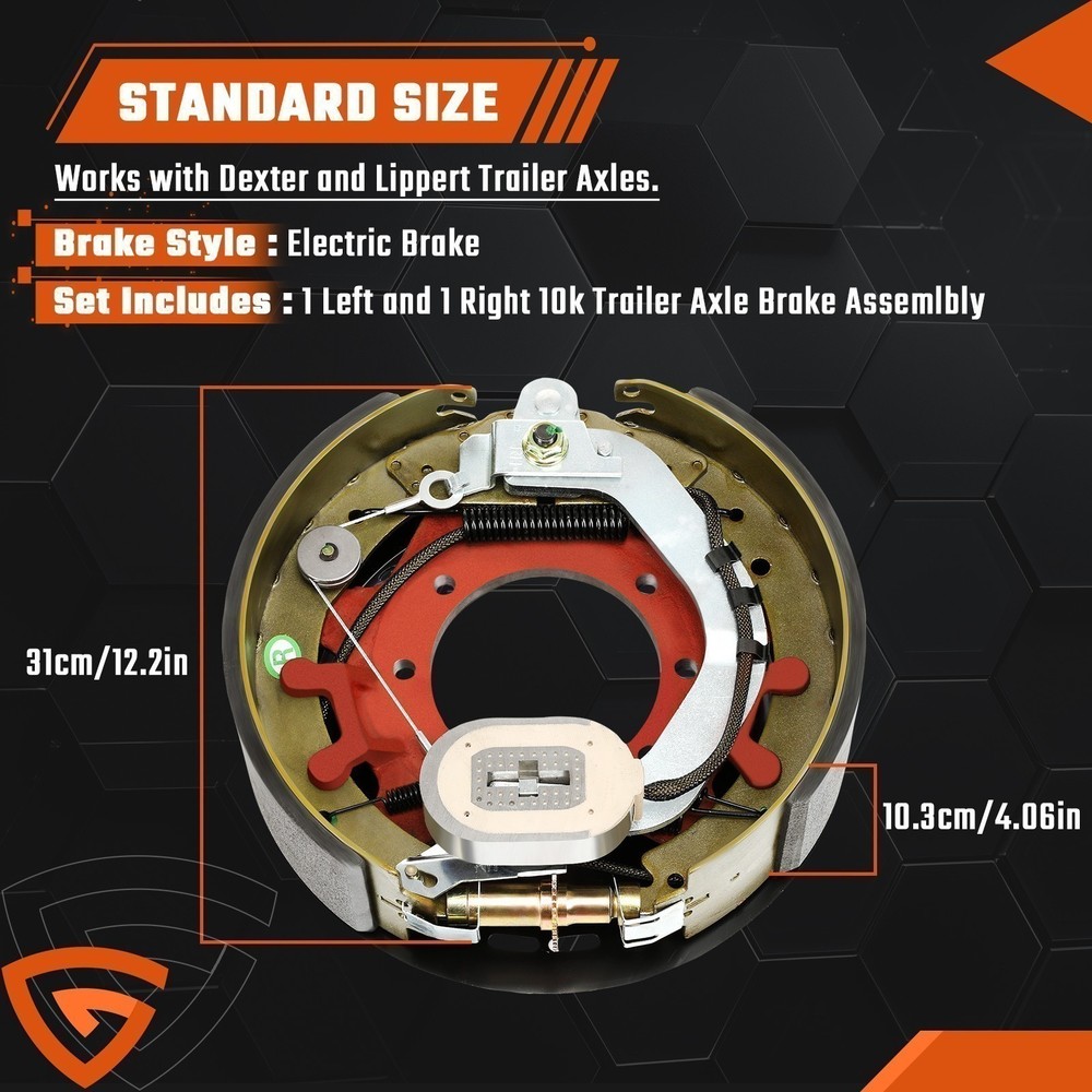 NEW PAIR 12-1/4x4" 10K HD Electric Backing Plate 10000 Trailer Brake Fits Dexter